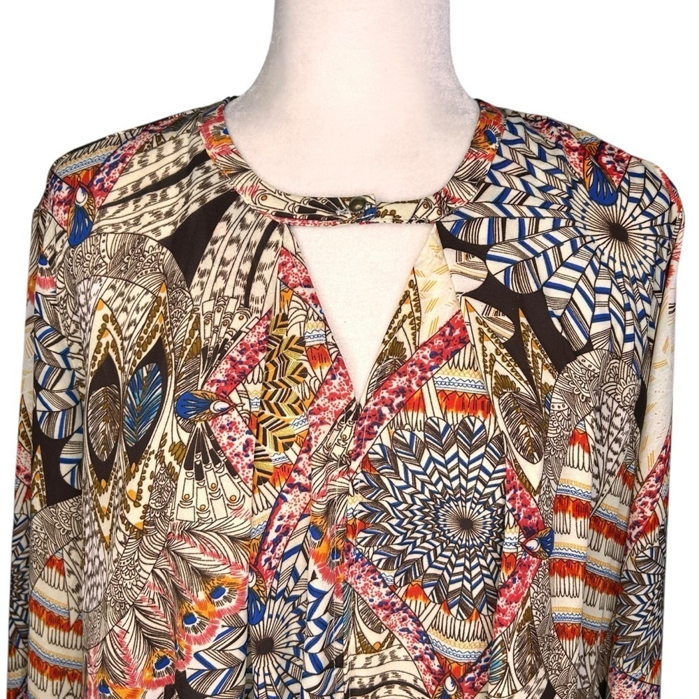 Umgee Boho Dress SM Tiered Tunic Flowy Bohemian Bell Sleeves Babydoll Oversized - Picture 6 of 11